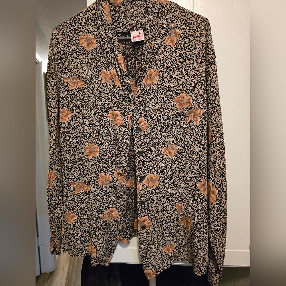 Mondi Black and Orange Floral Shirt